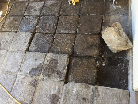 stone restoration with ramp construction in progress