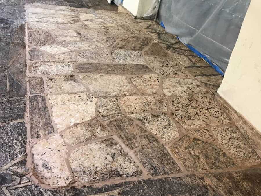 preparation to color match stone ramp construction